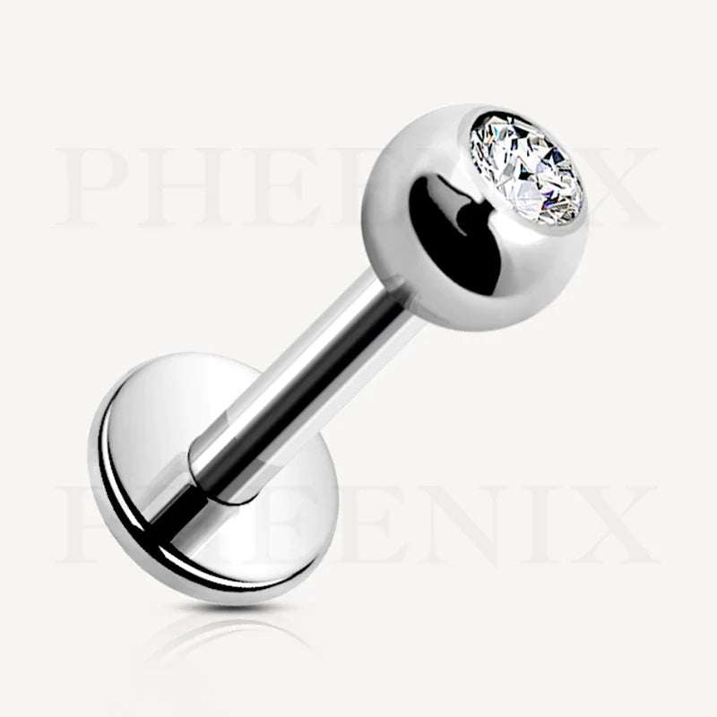Titanium Externally Threaded Labret With Jewel Ball Pheenix Piercing