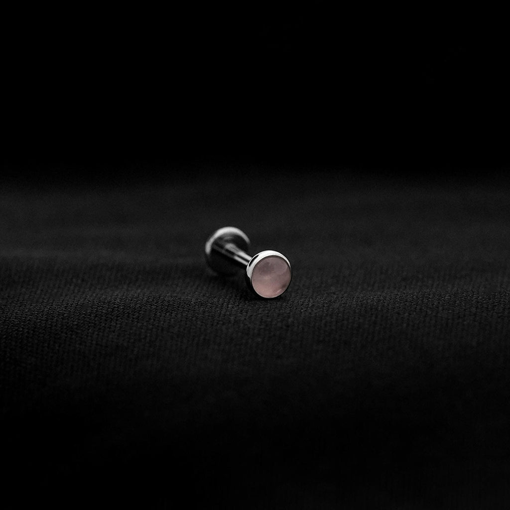 ASTM F136 Implant Grade Titanium Rose Quartz Flatback Labret Stud ...