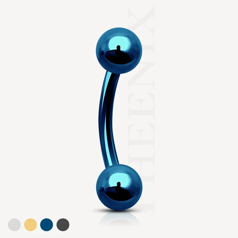G23/ASTM F136 Titanium Blue Ball Curved Barbell for Eyebrow, Surface, Helix, Rook, Oral and Tragus