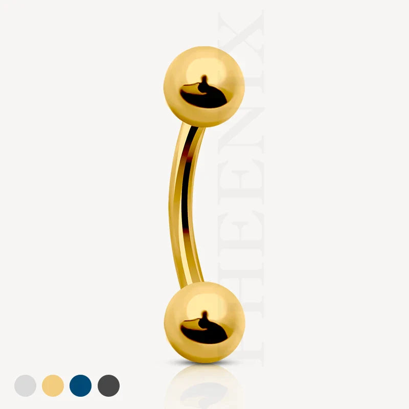 G23/ASTM F136 Titanium Gold Ball Curved Barbell for Eyebrow, Surface, Helix, Rook, Oral and Tragus