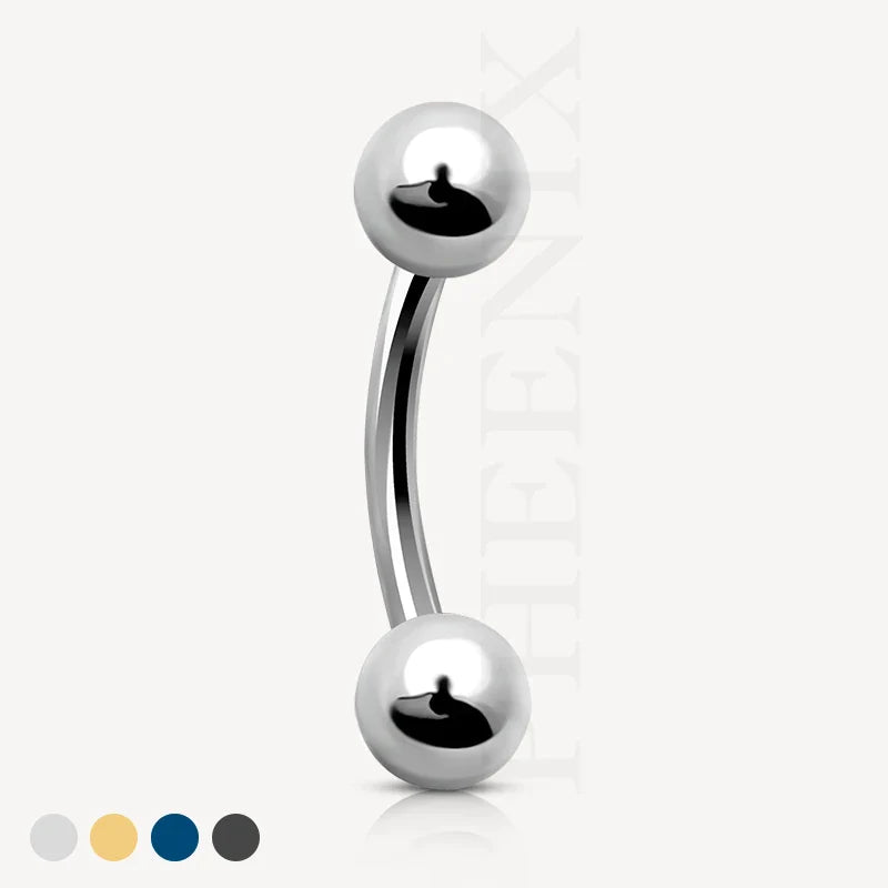 G23/ASTM F136 Titanium Silver Ball Curved Barbell for Eyebrow, Surface, Helix, Rook, Oral and Tragus
