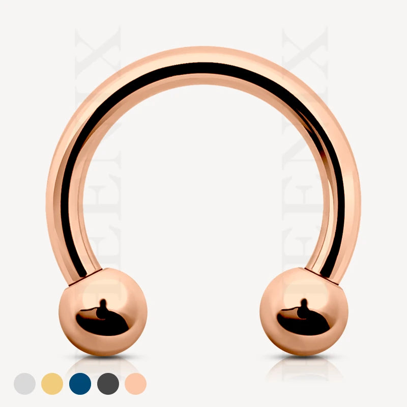 G23/ASTM F136 Titanium Rose Gold Horseshoe/Circular Barbell for Eyebrow/Surface, Helix, Nipple, Rook, Septum, Oral and Tragus