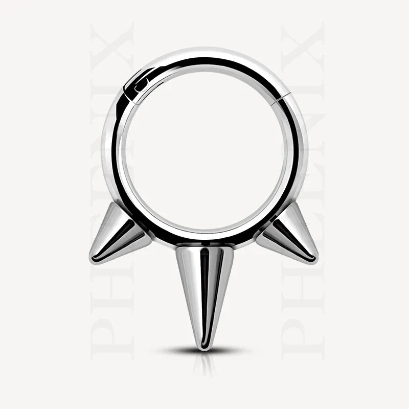 Titanium Rebelious Clicker with Spikes for Ear Piercing and Nose Piercing like Ear Lobe, Helix, and Septum