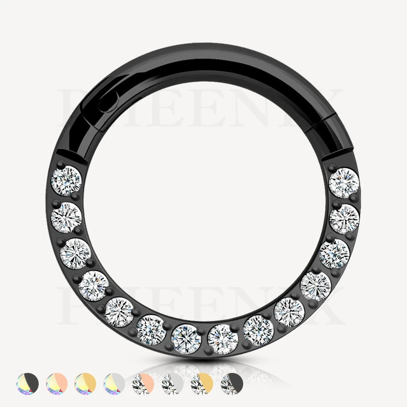 Titanium Pave Crystal Black Clicker for ear piercings & nose piercings