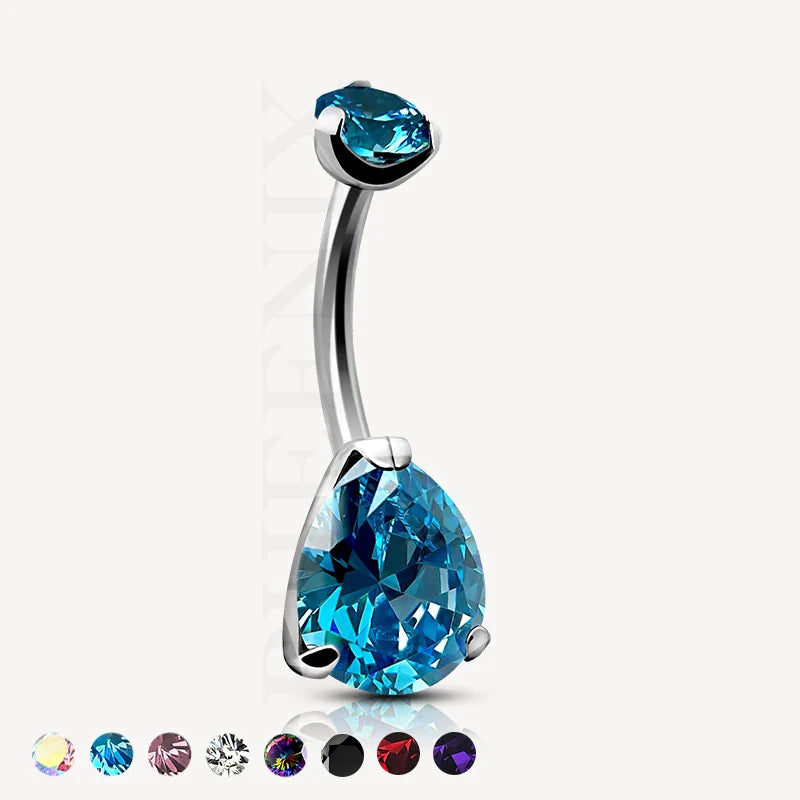 Aquamarine belly 2025 button rings