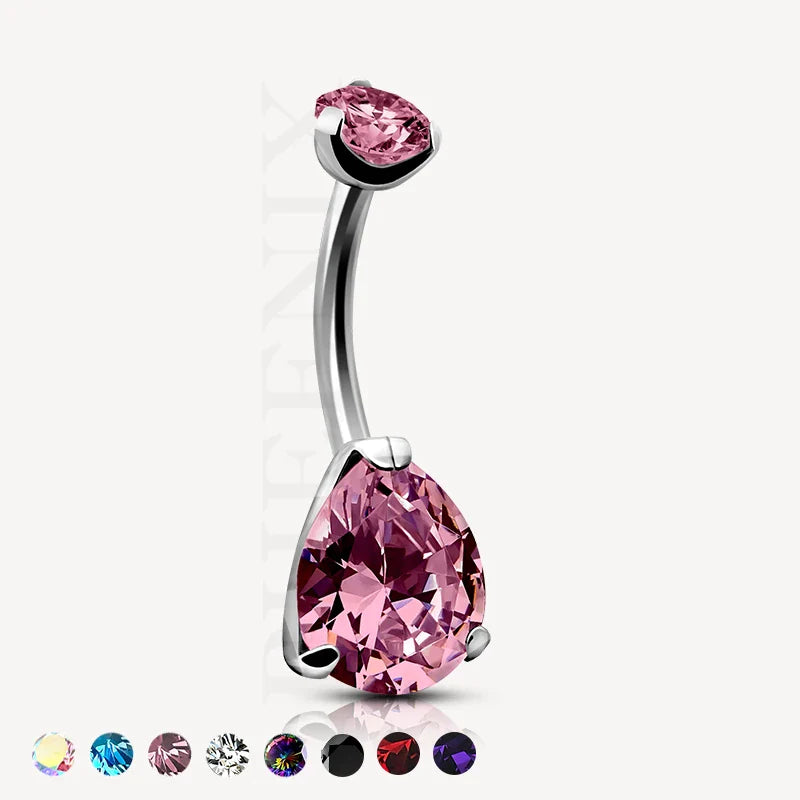 Belly Button Piercing Ring with Pear CZ Pheenix Piercing